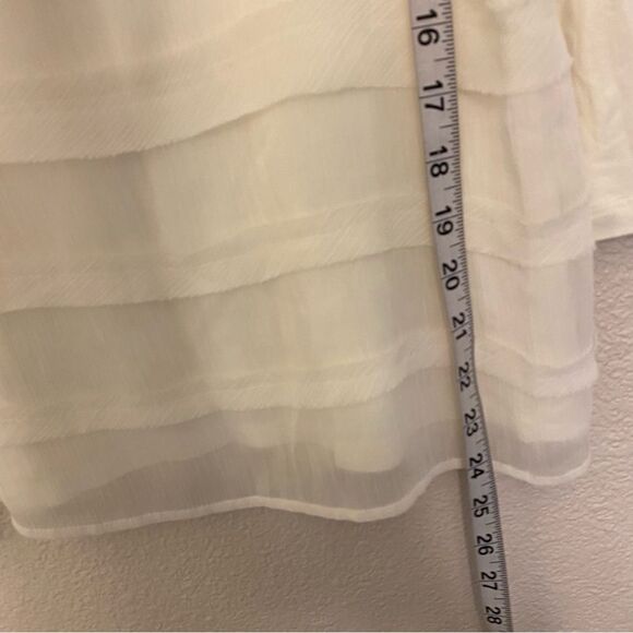 Halo Long Sleeve white semi sheer blouse top boho crew neck coastal NWT beachy M - Picture 6 of 7